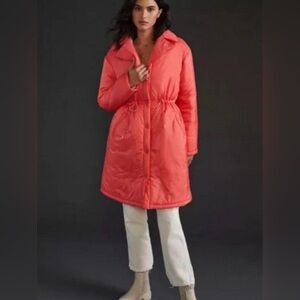 NWT Women’s Coral Cinched Midi Spring Puffer Coat Anthropologie By Maeve Sz XS